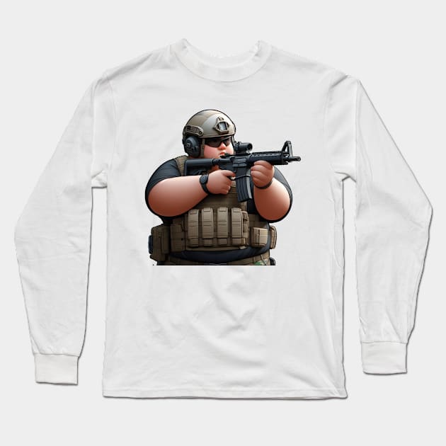 Tactical Fatman Long Sleeve T-Shirt by Rawlifegraphic